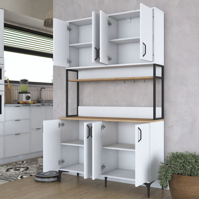 Hanah Home Armario Multiusos Nogal y Blanco Hanah Home Armario Multiusos Nogal y Blanco